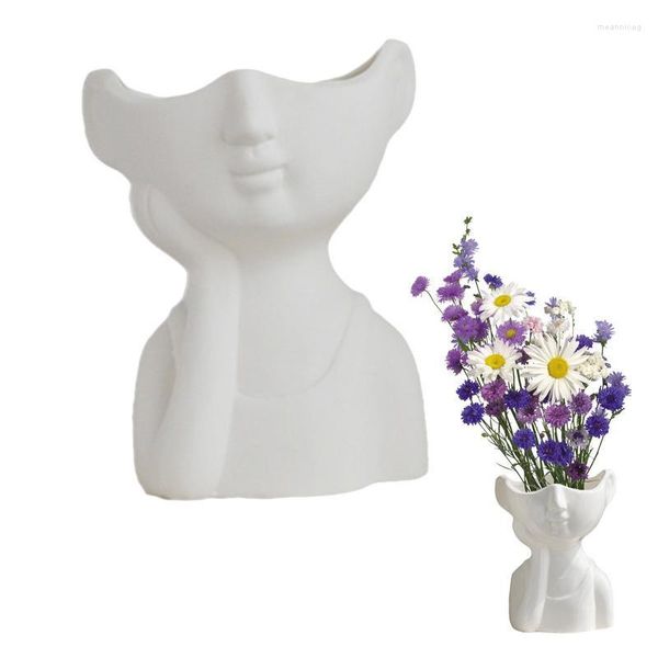 Vasen Körper Vase Keramik Statue Blumenkopf Gesicht für Blumen moderne dekorative Herzstück Tischregal Leben