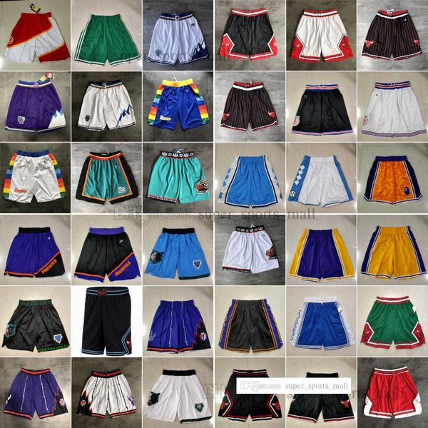 En Kalite Tüm Takım Basketbol Şortları Kısa Retro Spor Giyim Justdon Beyzbol Pocket Zipper Sweetpants Pantolon