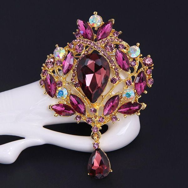 Alfinetes Broches Strass Crystal Crown Pins Cor Drop Wedding Broche Co Mulheres Homens Vestido Terno Moda Jóias Will And Sandy Delivery Dh0Go