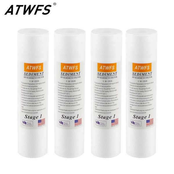 Aparelhos ATWFS pp 5 mícrons 10 polegadas Cartucho de água reversa Reposição de filtro de sedimentos de osmose 4pcs 4pcs