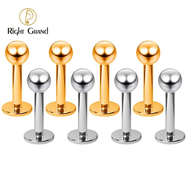 Argolas de nariz com 10 peças de encaixe direito Grand ASTM F136 com rosca interna labret piercing corporal 3 mm bola labret Monroe anel labial para mulheres 230605