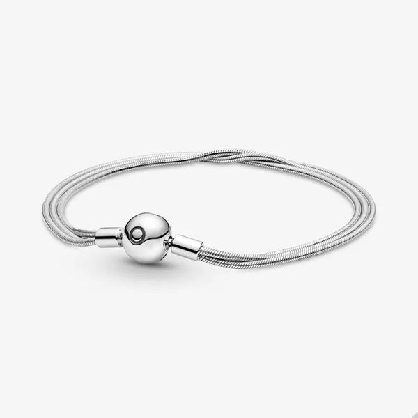 Moments Multi-Schlangenketten-Armband für Pandora, 925er Sterlingsilber, Party-Schmuck, Designer-Armbänder für Frauen, Mädchen, Schwestern, Geschenk, Hochzeitsarmband mit Originalverpackung