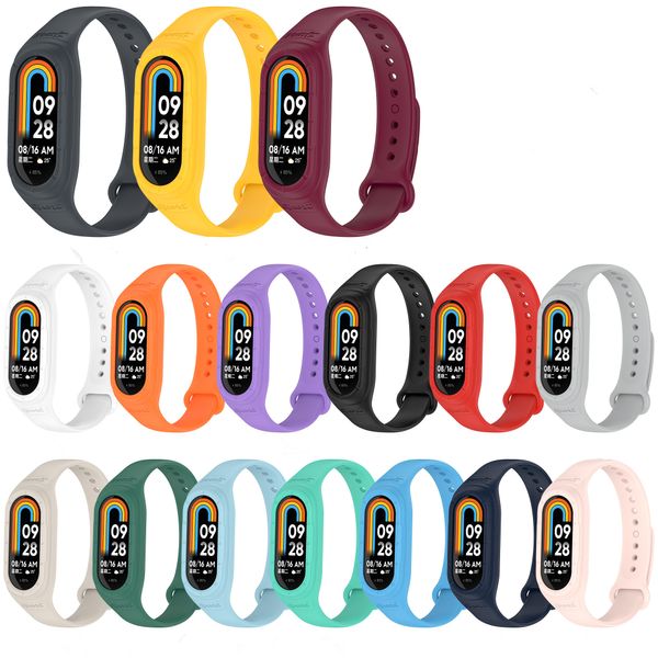 Para xiaomi 8 mi8 banda com bracelete de silicone de quadro relógio de pulseira de pulseira de pulseira de pulseira de fitness rastrear acessórios