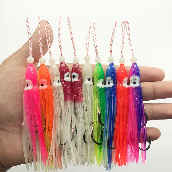 Ami da pesca 5pcs Jig Assist Hook 90mm Luminous Octopus Slow Soft Esca con gonna Acqua salata Doppio pesce Inchiku Tai Kabura Peche 230606