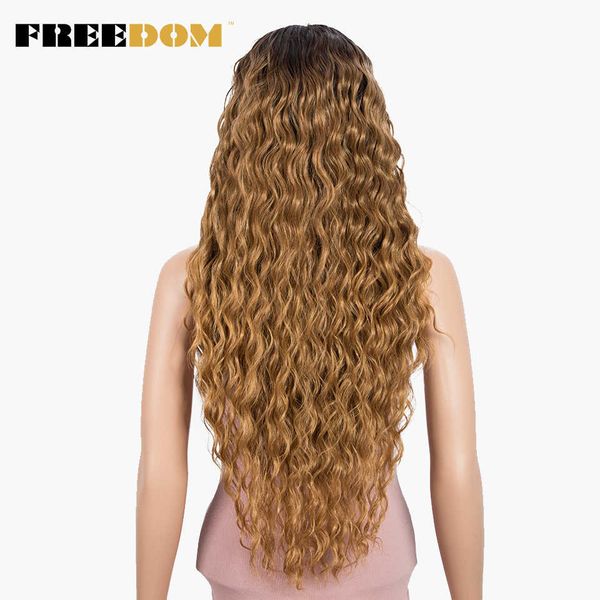 Женщина синтетические вьющиеся кружевные парики для чернокожих женщин извращенные вьющиеся 30 -дюймовые волосы коричневые парики с устойчивыми к тепловым волосам 230524