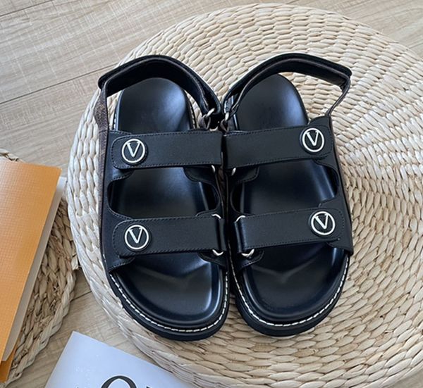 Französische Designer-Sandalen, Damen-Hausschuhe, verstellbare Schnalle, 2V-Sandalen mit flacher Sohle, Fußgewölbeunterstützung, bequeme Hausschuhe, Damen-Sommer-Casual-Echtlederschuhe, Markenschuhe