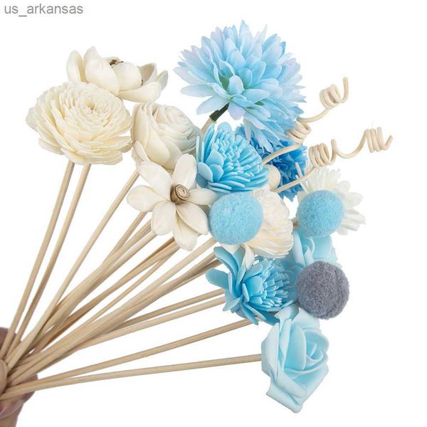 NOVO 20 PÇS Blue Series Flower Rattan Sticks Fireless Fragrances Reed Difusor Stick Diy Ornaments Home Decor L230523