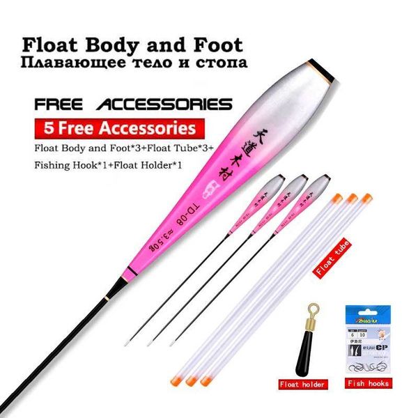 Acessórios de pesca 3PCS Nano Float Body Foot3PCS Tubes1 Bag Hooks1 Hold Luminous Buoy No Tail CR425 Battery Tools 230606