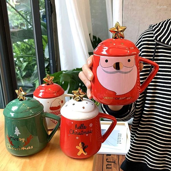 Tazze Tazza di ceramica nordica Stile coreano Natale Cartone animato Caffè Regali creativi per gli amanti del latte di Babbo Natale