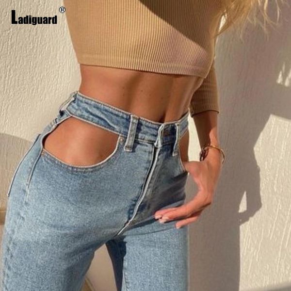 Jeans Ladiguard Sexy Mode Bleistift Hosen Frauen Jeans Jeans Hosen Freund Loch Ripped Pantalon High Cut Skinny Jeans Herbsthosen