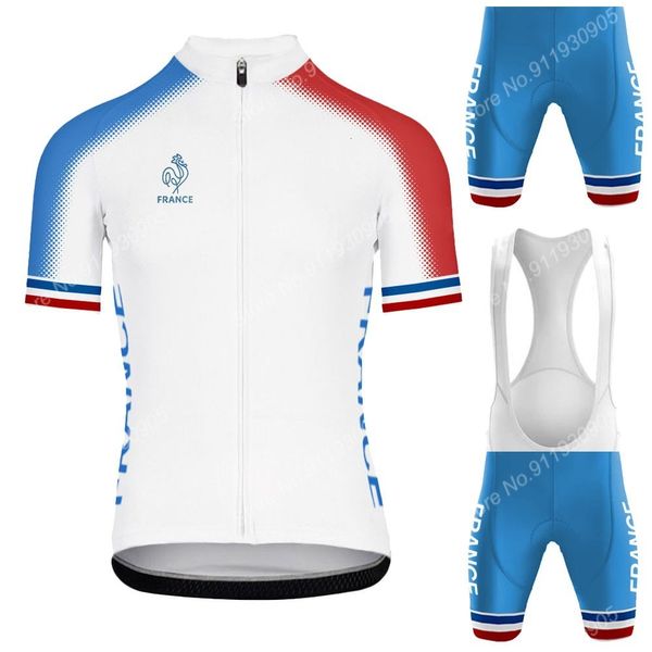 Radfahren Jersey Sets Frankreich Nationalmannschaft 2023 Set Sommer Fahrrad Kleidung Rennrad Shirts Anzug Bib Shorts MTB Ropa Maillot 230606