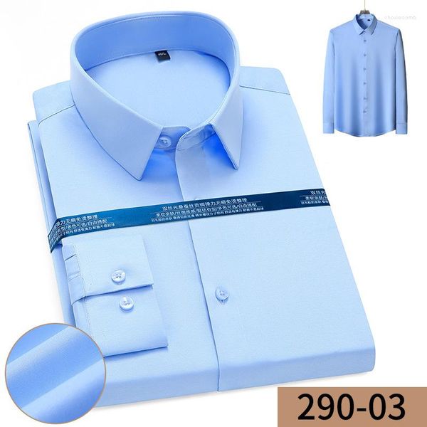 Camisas casuais masculinas 2023 primavera/verão camisa masculina sem traço de manga comprida curta ajuste fino moda cor sólida sem engomar negócio