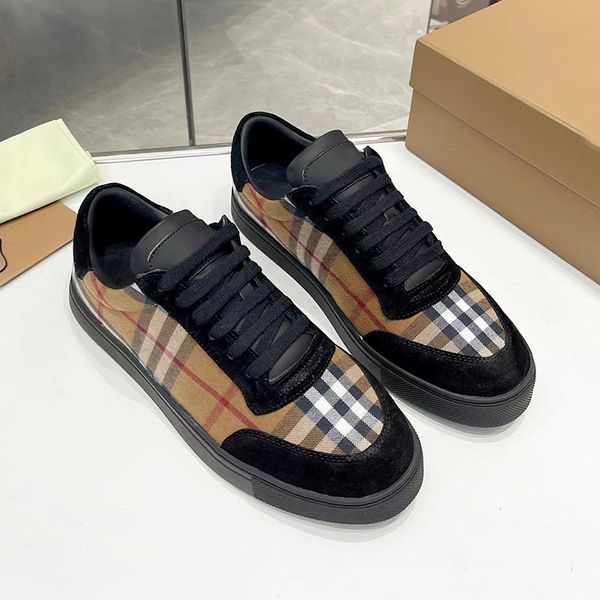 Designer-Freizeitschuhe, Luxusmarke, Low-Top-Schnürsneaker für Herren und Damen, flexibles Leder, klassisches Plaid-Patchwork, bequeme Sohlen, modische Flats für den Außenbereich