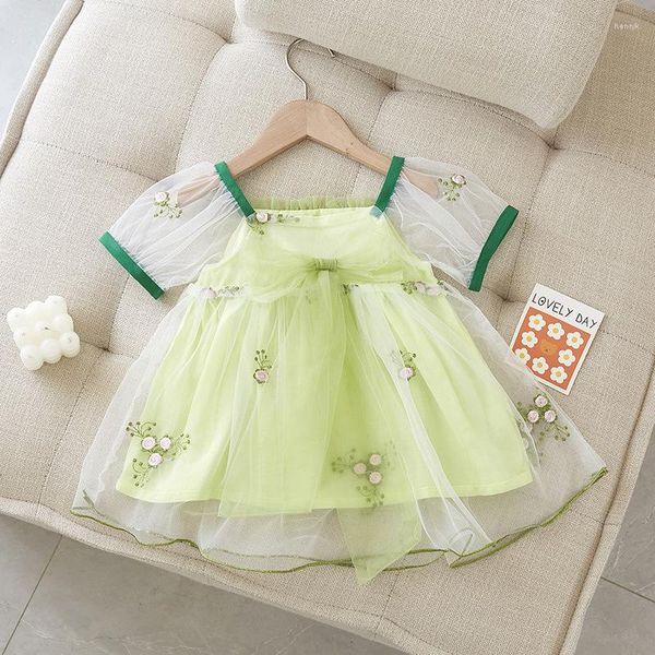 Vestidos de menina bebê estilo nacional saia pengpeng verão fofo super doce princesa crianças vestido de uma peça fina modelo roupas