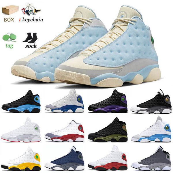 Jumpman 13s Del Sol Hommes Chaussures de basket 13 Brave Blue Hyper Royal Bred Gym Red Flint Celestine Blue Obsidian Court Purple Reverse Atmosphere baskets de sport grises