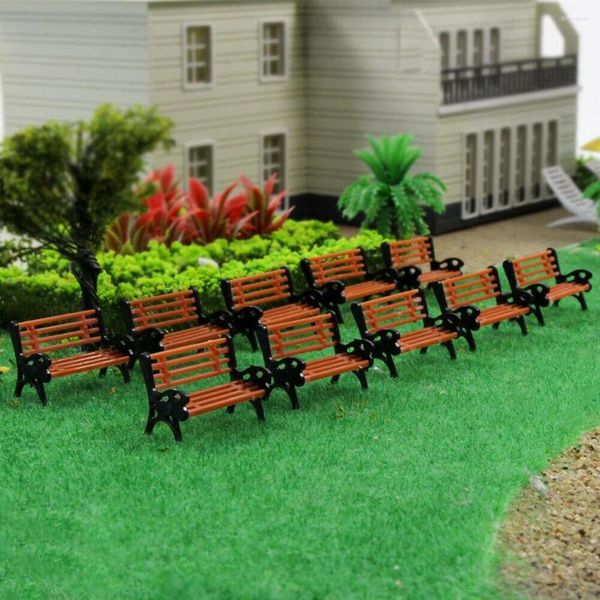 Dekoratif Çiçekler 10 PCS Model Tren Ho Ölçeği 1:87 Tezgah Sandalye Sette Street Park Düzeni Mini Bahçe Süs Zanaat
