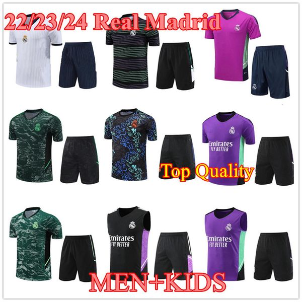 2023 Real MadridS Männer Trainingsanzüge Kurzarm Weste Anzug 23/24 Neuer Stil Madrids BENZEMA Fußballtrainingsanzug Chandal Futbol Surveyement Sweatshirt Top Qualität