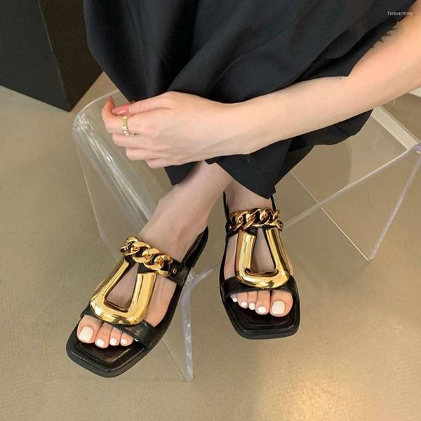 Сандалии мода Женщины Золотая цепочка летние туфли.