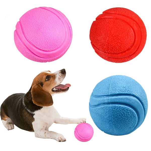 Bola de brinquedo para treinamento de cães de estimação 3 cores 5/6/7 cm Bola de borracha sólida indestrutível Brinquedo para mastigar com corda transportadora Bola de borracha para morder