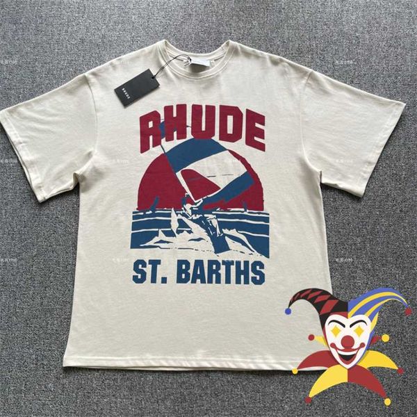 Hemden Vintage Rhude Sailing Print T-Shirt für Herren und Damen, übergroßes T-Shirt, Sommer-T-Shirt