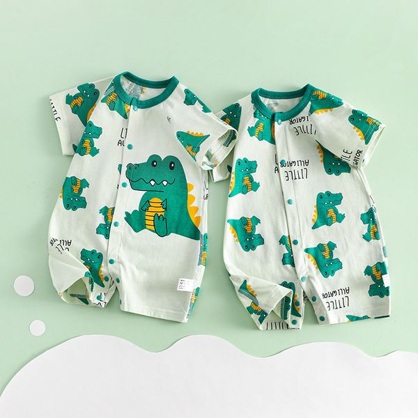 Romper de bebê de verão macacão desossado fólio adorável respirável roupas de bebê roupas de escalada com mangas curtas