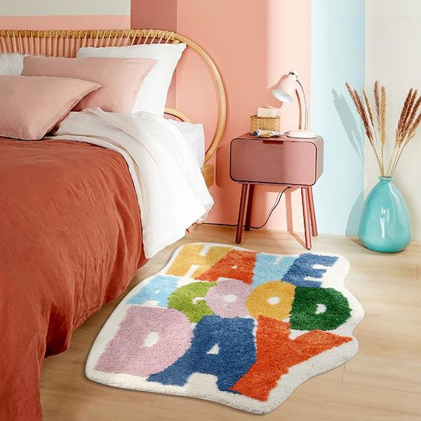 Tappeti Tufting Tappeto per camera dei bambini Soffici lettere colorate Camera da letto Tappetino laterale Tappetino per moquette Tappetino antiscivolo Zerbino Home Nursery Decor