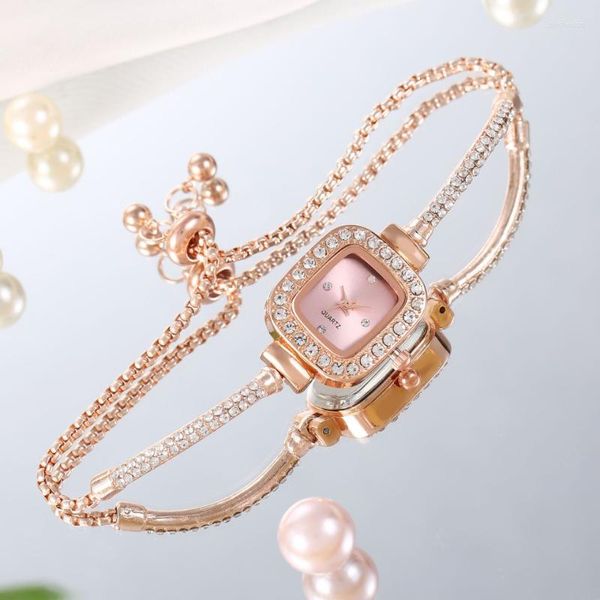 Relógios de pulso 2023 bonitos pulseira relógios para mulheres diamante cristal relógio moda quartzo aço inoxidável feminino frete grátis