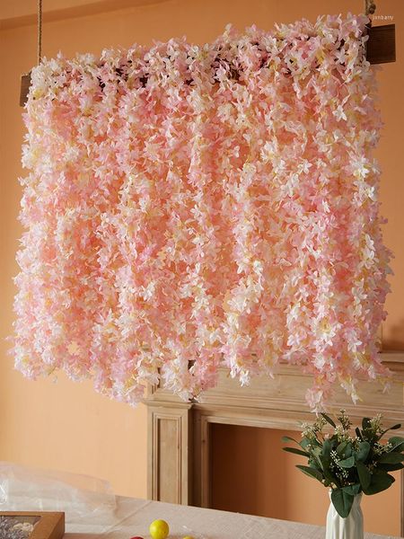 Fiori decorativi PARTY JOY 1.65M Orchidea in rattan Fiore di seta artificiale Vite per la decorazione domestica del giardino di nozze Hanging Garland Wall Fake