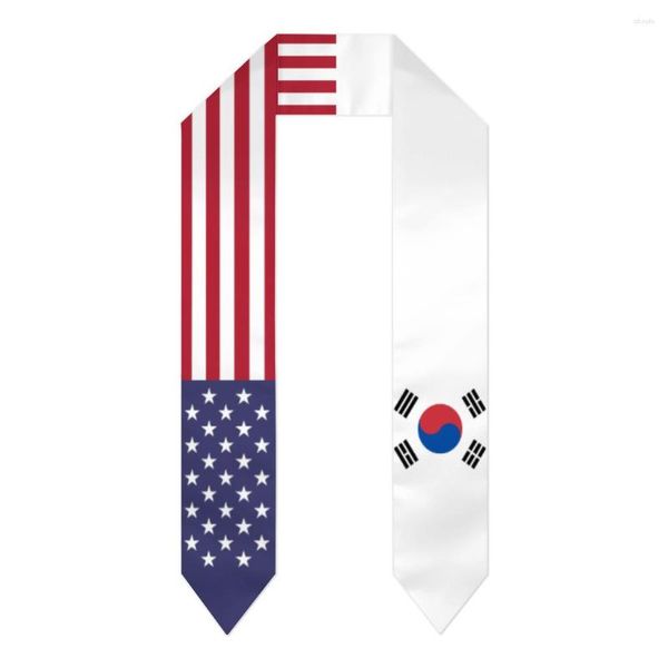 Sciarpe Graduation Sash Corea del Sud USA Stati Uniti Bandiera Stola Scialli Graduate Wraps Scraf International Student Pride Gifts