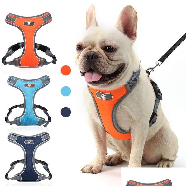 Collari per cani Guinzagli Imbracature per animali domestici Gilet di sicurezza riflettente notturno Imbracatura con anello a D Gilet Forniture per cani Drop Delivery Home Garde Dhotq