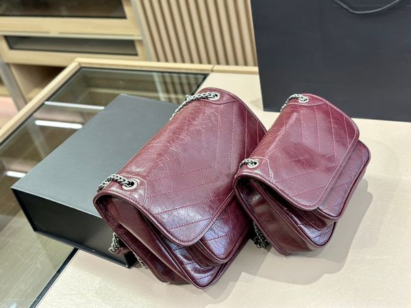 Großhandel Designer-Kette Umhängetasche Frauen Hobo Umhängetasche plissierte Lederhandtasche gesteppte Klappe Kettentasche Messenger Umschlagtasche