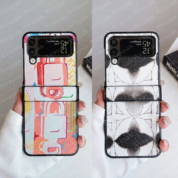 Дизайнерский футляр по телефону для Samsung Z Flip 4 3 кожаная спинковая оболочка модная крышка сгибания