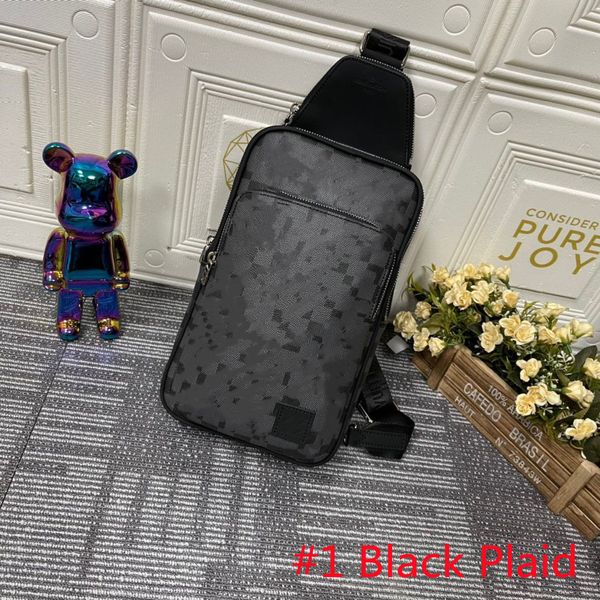 Avenue Sling Bag Mens 10A Высококачественные дизайнерские сумки на ремне из натуральной кожи Мужские дизайнерские сумки через плечо Сумочка Hobos Поясная сумка Поясная сумка Черный на черном в клетку