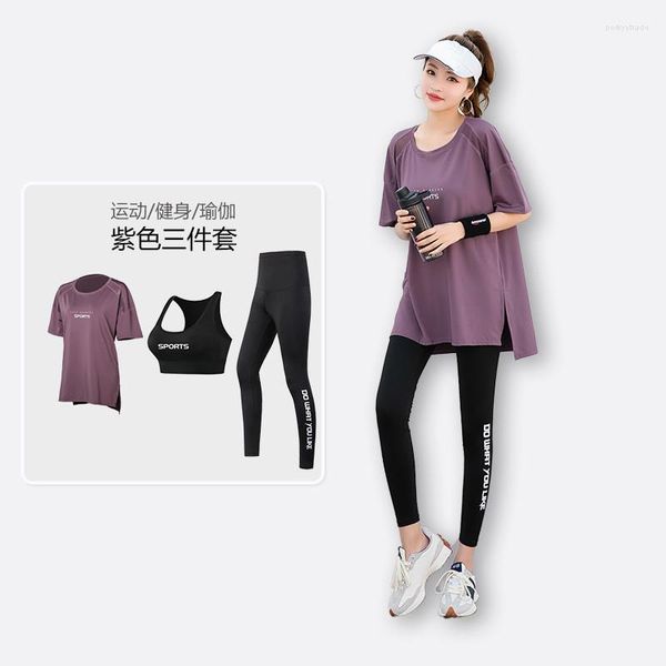 Set attivi Plus Size Donna Quick Dry 3 pezzi Set Yoga Mesh T-Shirt Reggiseno Leggings Fitness Palestra Abbigliamento Allenamento Corsa Sport 4XL Ropa Mujer