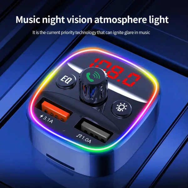 Новый автомобиль FM-передатчик комплект Handsfree Dual USB 3.1A RGB Bluetooth-совместимый с MP3-музыкальный приемник Адаптер автомобильный зарядное устройство аксессуары оптом