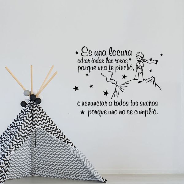 Adesivo murale spagnolo Il piccolo principe El Principito Animal Inspirational Quote Decalcomania da muro Kid Room Nursery Vinyl Home Decor