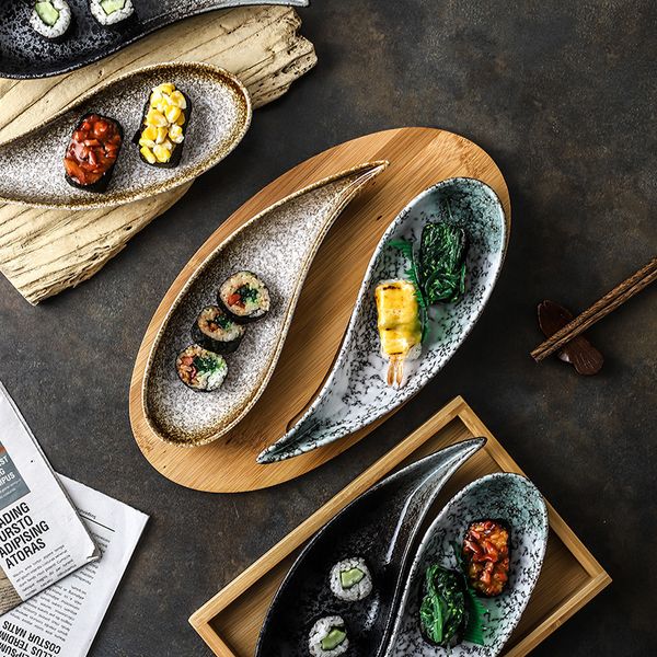 Декоративные тарелки японские закуски для закусочных творческий холодный керамический суши -фрукты дома таблет