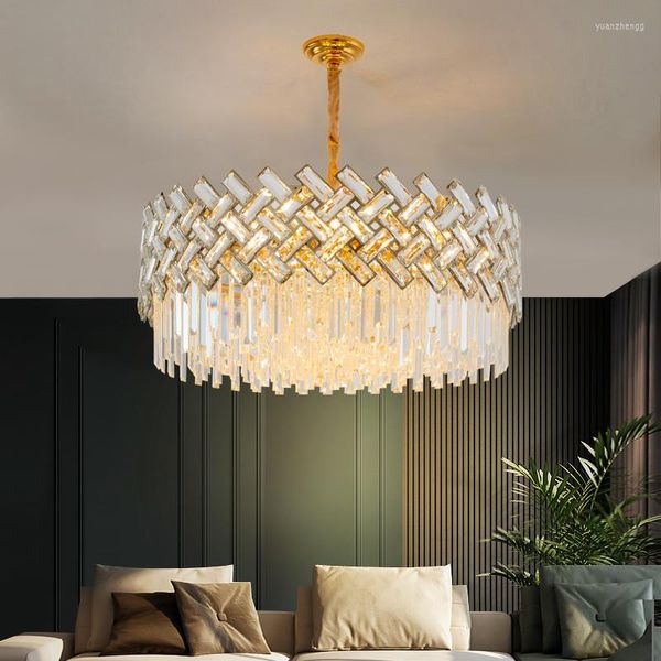 Lustres Nordic Modern Luxury Round Led Cristal Lighting Living Sala de Jantar Decoração Quarto Suspensão Luminária