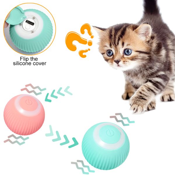 Smart Cat Toys Electric Cheerble Ball Toys Gattino Strumenti di addestramento interattivi Gattino a sfera rotante automatico Gioco al coperto
