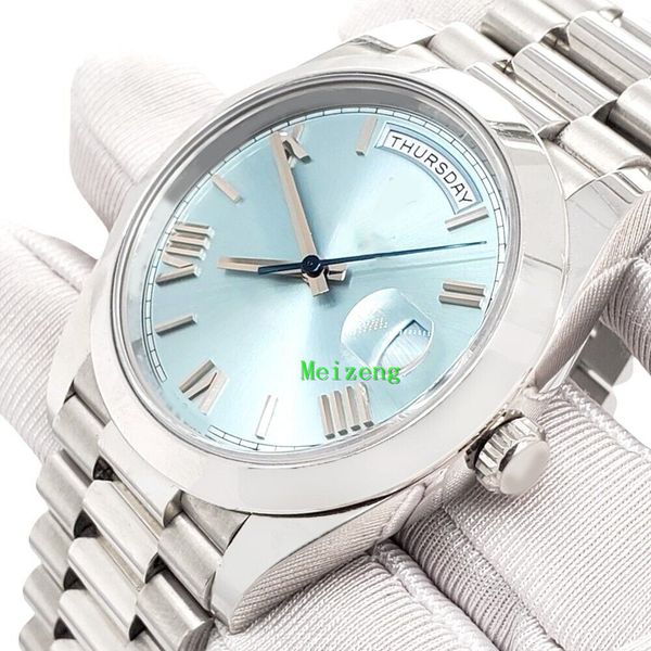 Orologio da polso di lusso BRAND NEW Orologi automatici da uomo President Day-Date 228206 40mm Ice Blue Roman Platinum Watch Box Papers