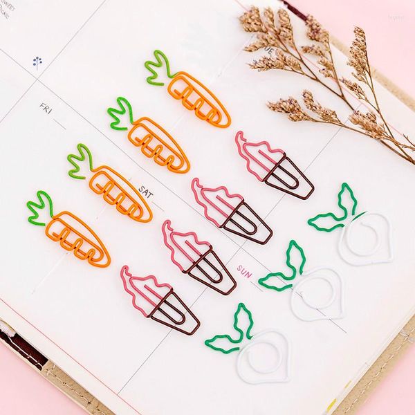 10pcs Carota Graffette Pos in metallo Biglietti Note Raccoglitore Clip Segnalibro Cancelleria Forniture per ufficio scuola Escolar Papelaria Regalo