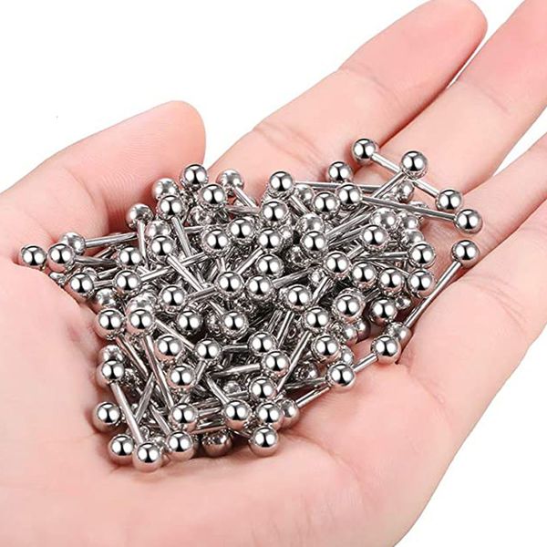 Nasenringe Ohrstecker 20 Stück Lot Edelstahl Zunge Ohr Ringe Bars Barbell für Frau Mann Unisex Körper Piercing Schmuck Großhandel 230605