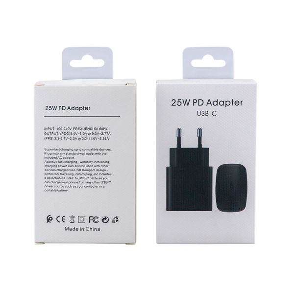 25W Super Fast Charger Power Adapter USB Type C PD Стенное зарядное устройство для Samsung Galaxy S23 S22 S21 S20 Ultra Note 20 10 плюс без логотипа