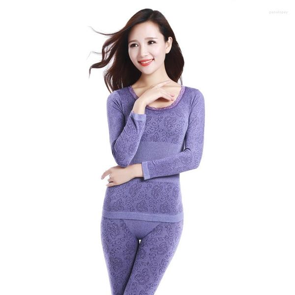 Calças femininas de duas peças 2023 outono e inverno modal de chegada em casa roupa de dormir cinta ajustada ao corpo sem costura bodywear roupa íntima térmica