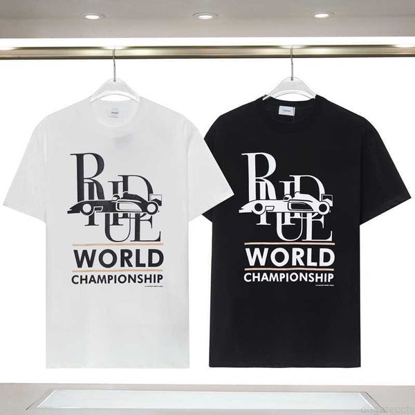 Camisas Rhude Racing Car Overlap Print World Championship t Shirt Summer Men Women High Quality Streetwear T-shirt Size S-3xl