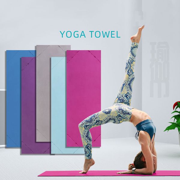 Yoga-Decken, rutschfeste Yoga-Matten-Decken, 63 x 185 cm, Handtuch, Fitnessstudio, Fitness, Pilates, Workout, Sport, Reisen, einfarbig, für Zuhause, Yoga-Matte, schnell trocknend, 230605