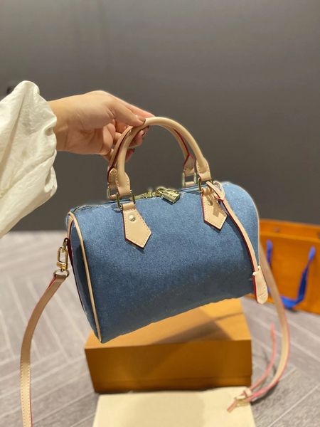 Дизайнерские сумки 35 см роскошные дизайнеры пакеты темно -синий джинсовый кроссовый плечо для кузова дизайнерские женские сумочки кошельки