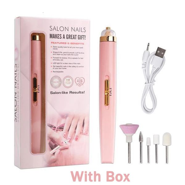 Conjunto de manicure para unhas polidor elétrico máquina de polir com luz portátil mini arte caneta caixa de ferramentas para remoção de gel 230606