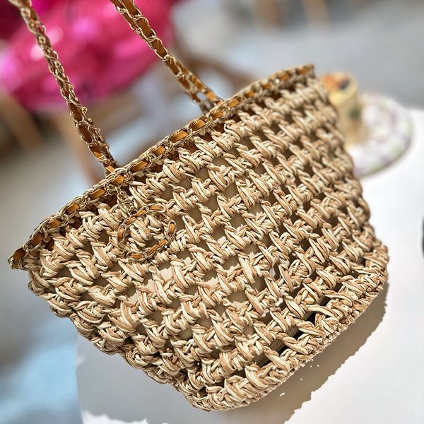 Bolsa de praia de alta qualidade Bolsa crossbody Bolsa de palha com corrente de designer Bolsas tote de luxo Moda feminina Bolsas Bolsas de ombro canal Bolsa de ombro verão diária mamãe sacola de compras feminina