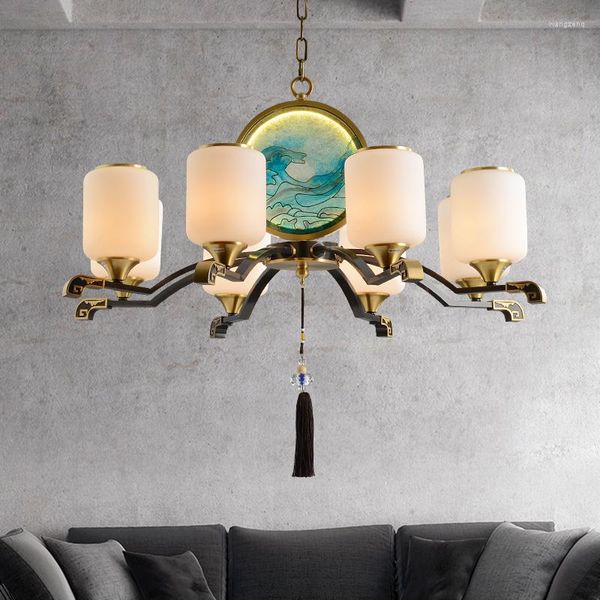 Подвесные лампы в китайском стиле медная люстра современная минималистская классическая гостиная Столовая спальня Глазированный фонарь